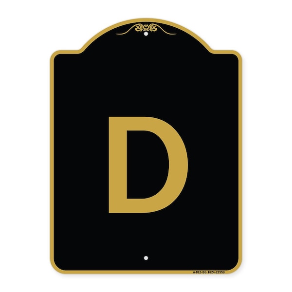 Signmission Designer Series Sign-Sign W/ Letter D, Black & Gold Aluminum Sign, 18" x 24", BG-1824-22958 A-DES-BG-1824-22958 - main